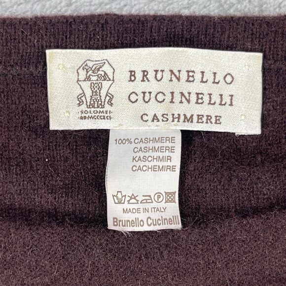 Brunello Cucinelli Sweater Women M/S Brown Cashmere Embroidered Hem Long Sleeve - Picture 5 of 13